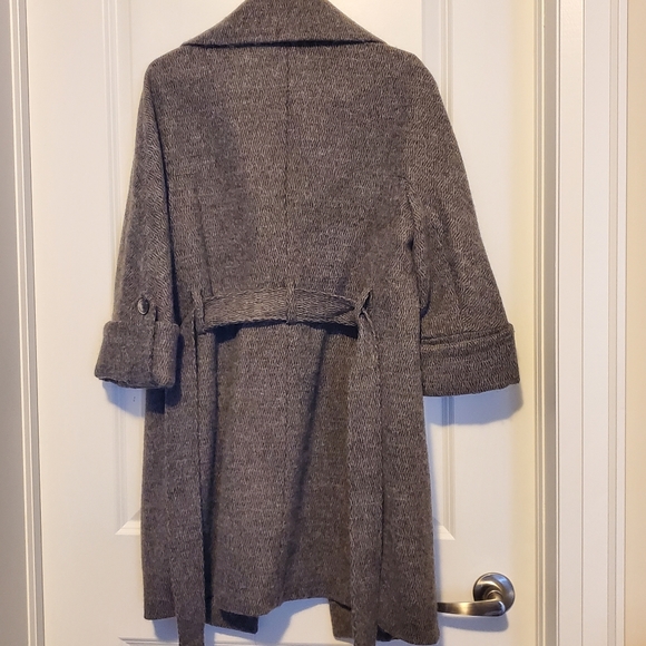 Benetton Grey Crop Sleeve Lapel Collar Wool Loose Coat US 10 / EU 40 - Picture 2 of 7